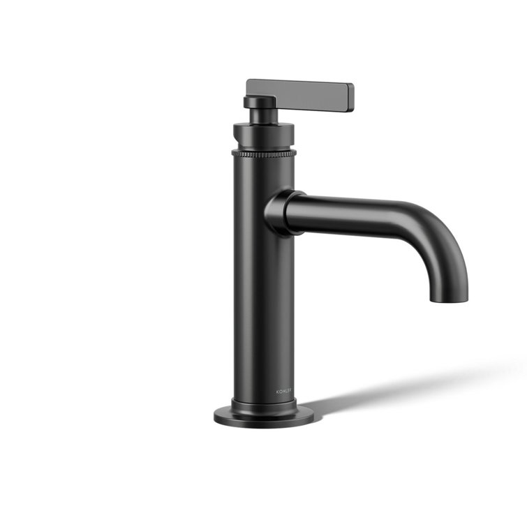 Matte Black Single-Handle Bathroom Sink Faucet with Knurled Details