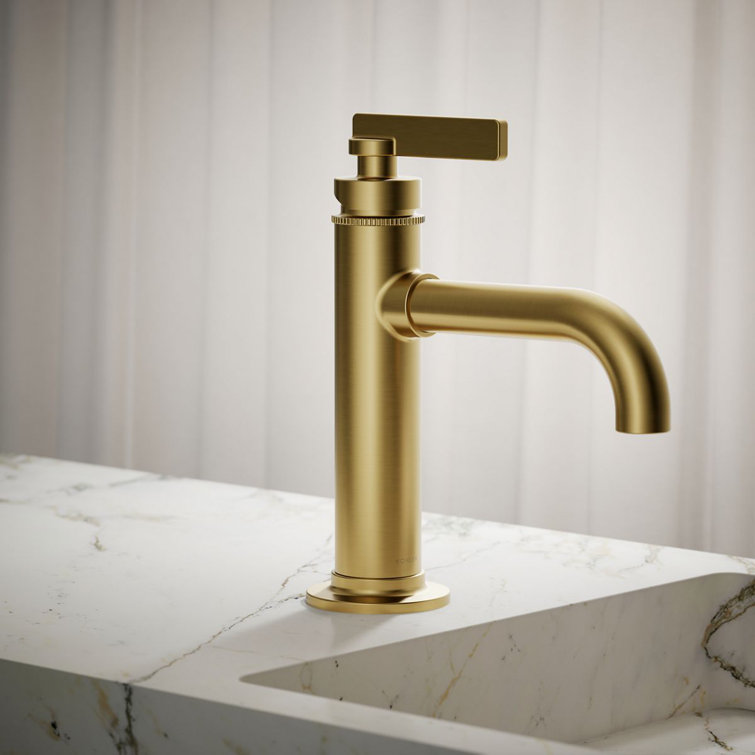 Vibrant Brushed Moderne Brass Single-Handle Bathroom Faucet