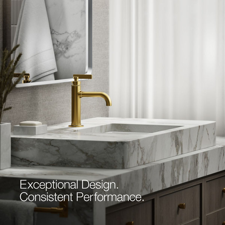 Vibrant Brushed Moderne Brass Single-Handle Bathroom Faucet