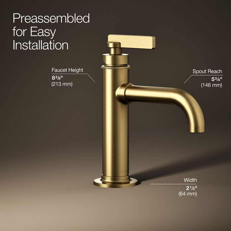 Vibrant Brushed Moderne Brass Single-Handle Bathroom Faucet