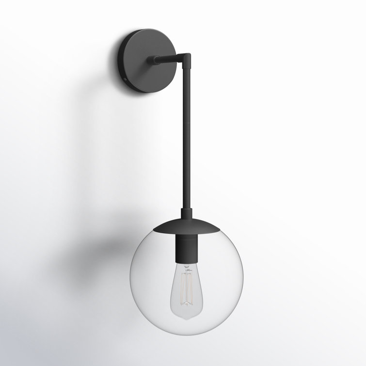 Warby Mid-Century Modern Black and Clear Glass Dimmable Sconce