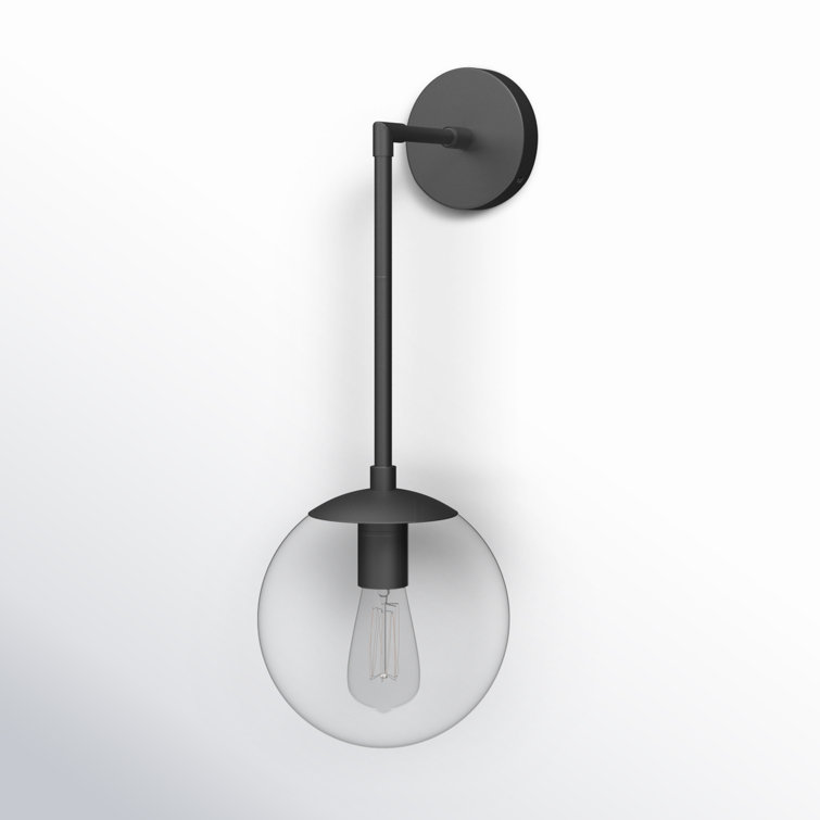Warby Mid-Century Modern Black and Clear Glass Dimmable Sconce