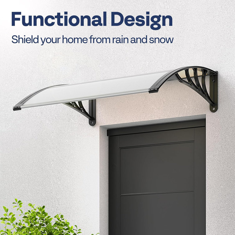 Clear Polycarbonate and Black Aluminum Window Door Awning