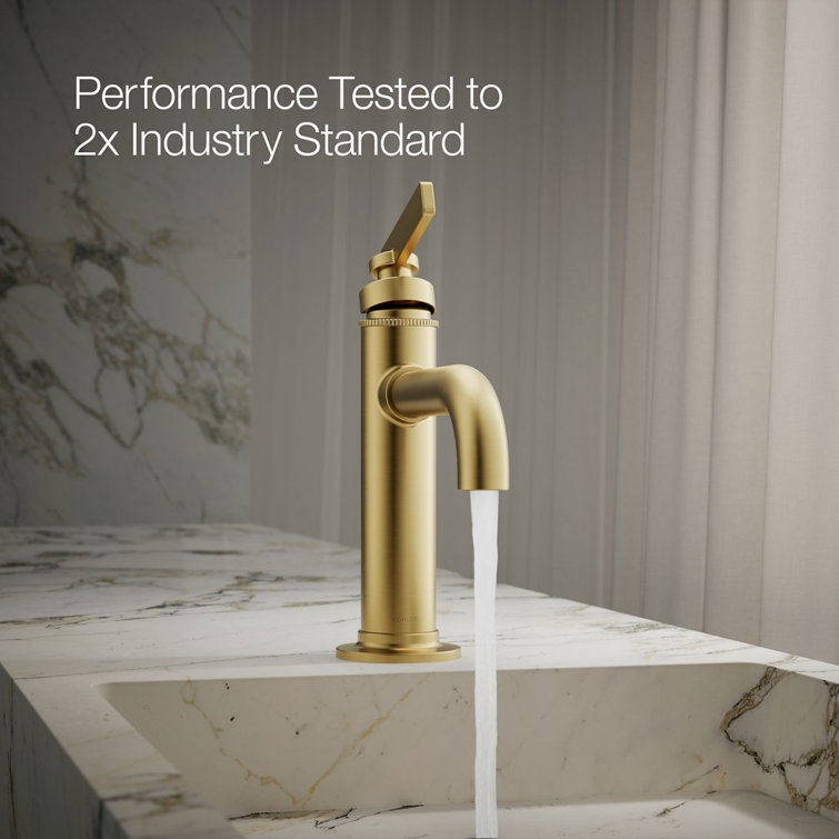 Vibrant Brushed Moderne Brass Single-Handle Bathroom Faucet