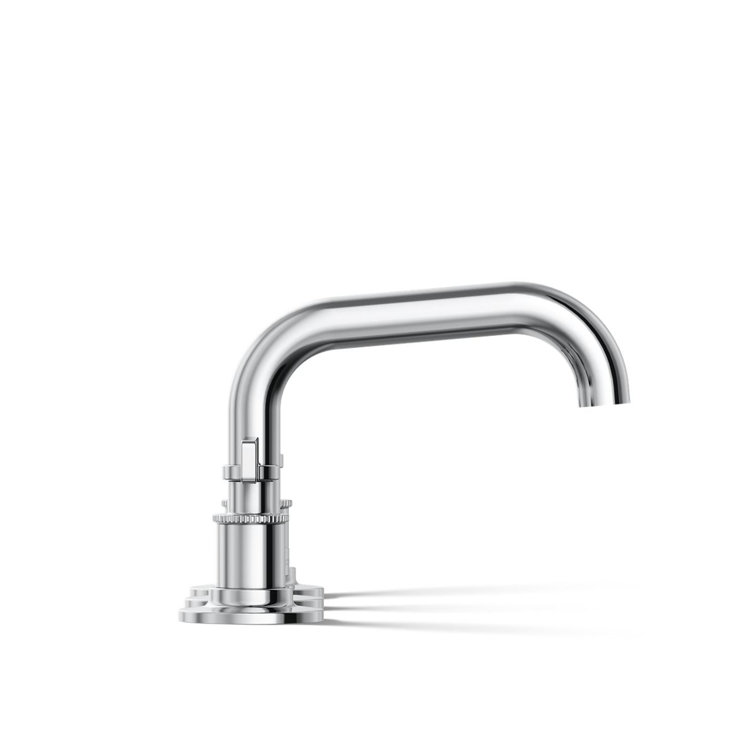 Polished Chrome Widespread Bathroom Sink Faucet with Knurled Levers