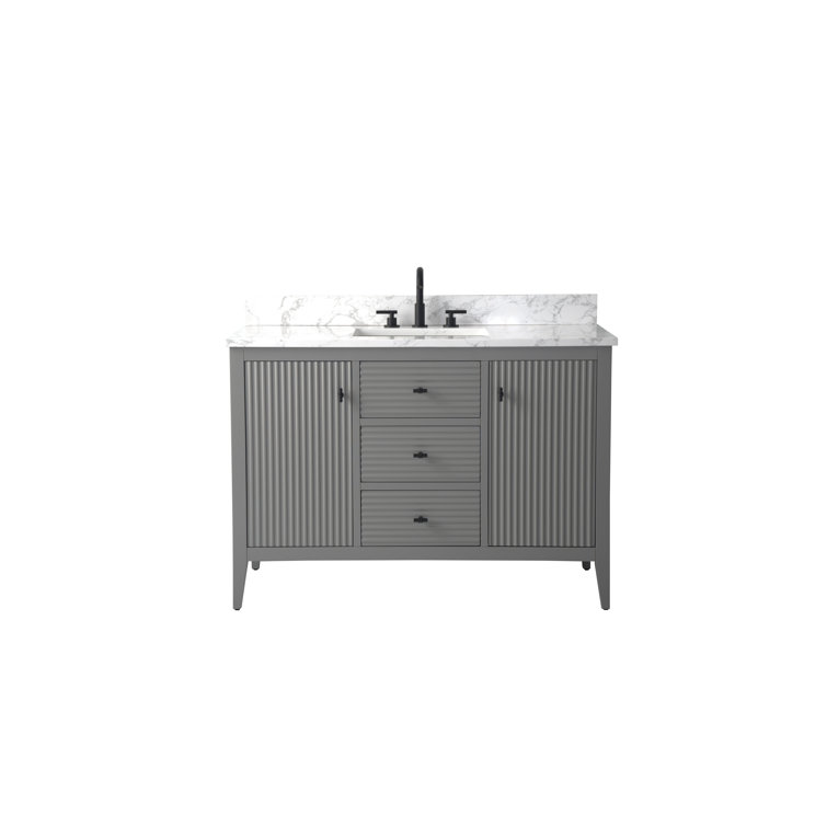 48'' Gray Freestanding Bathroom Vanity with Marble Top