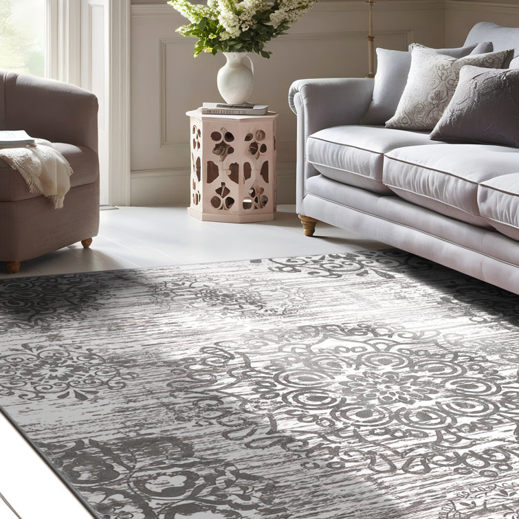 Light Gray 9' x 12' Tufted Oriental Cotton Area Rug