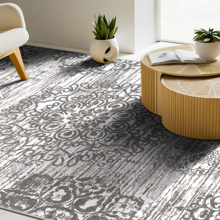 Light Gray 9' x 12' Tufted Oriental Cotton Area Rug