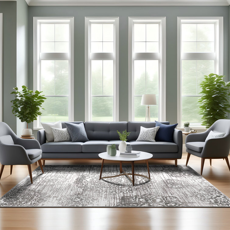 Light Gray 9' x 12' Tufted Oriental Cotton Area Rug