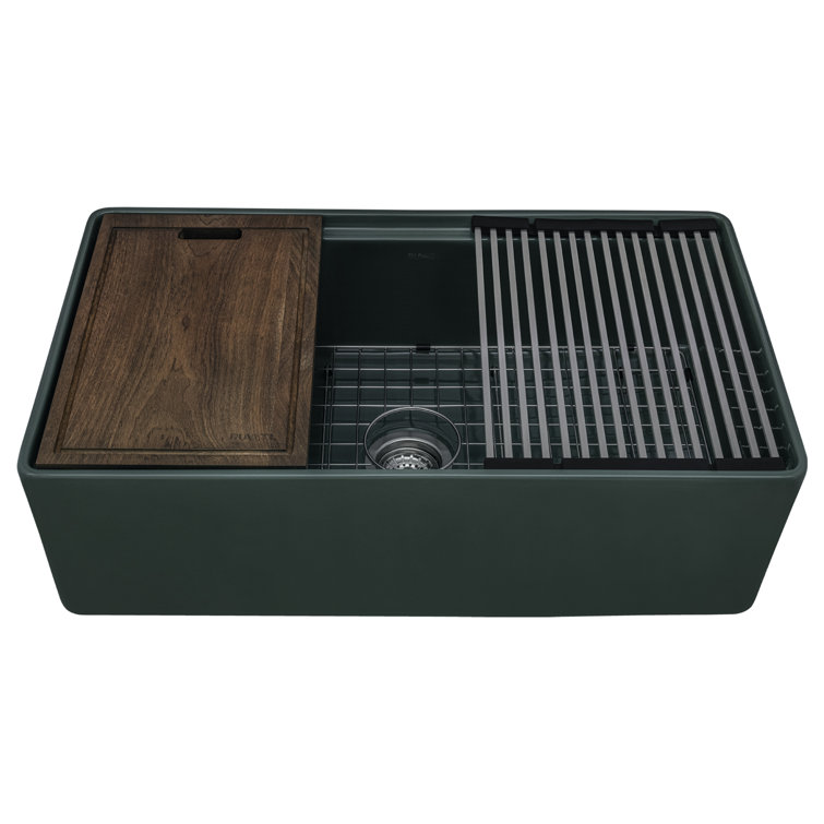 Emerald Green Fireclay Single Bowl Farmhouse Kitchen Sink