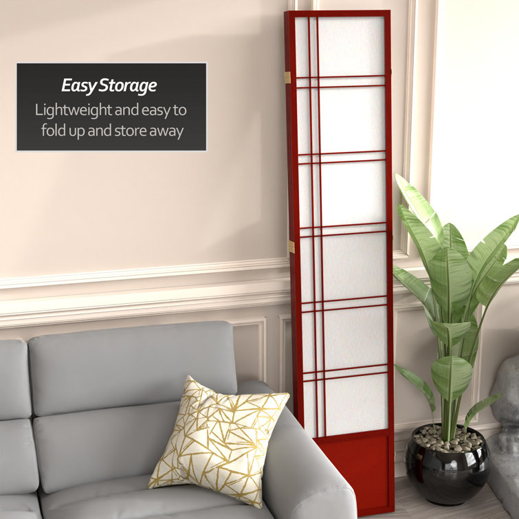 84" Natural Wood and Rice Paper Shoji Room Divider
