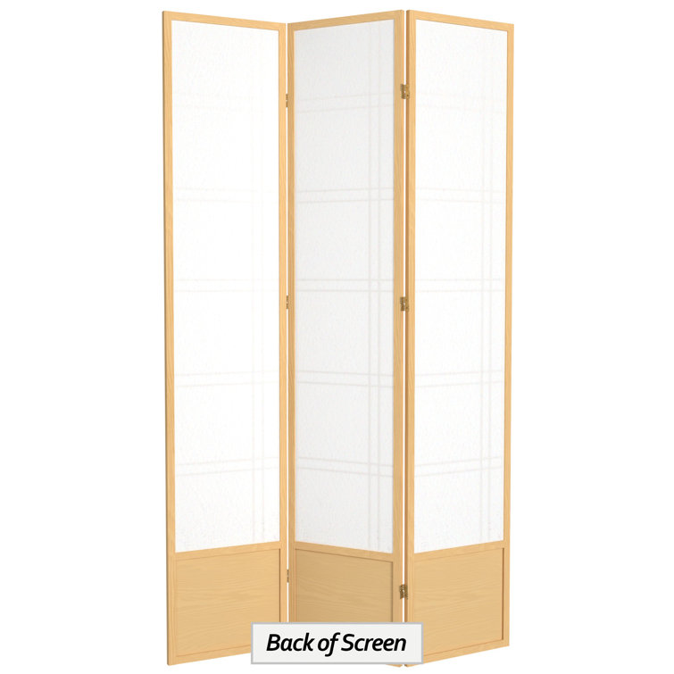 Natural Spruce Wood and Rice Paper Shoji Room Divider