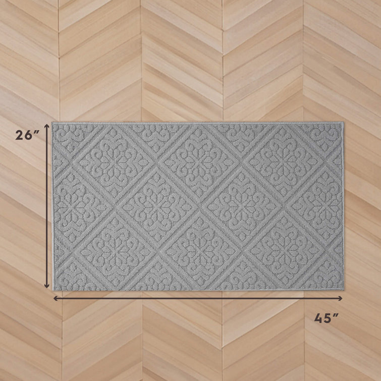Light Grey Synthetic Tufted Rectangular Runner Rug