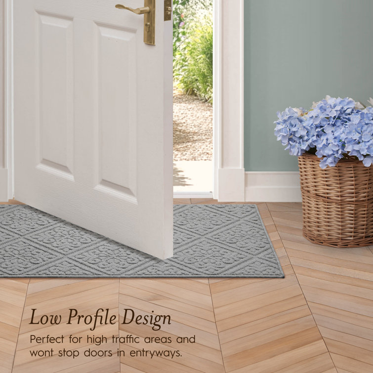 Light Grey Synthetic Tufted Rectangular Runner Rug