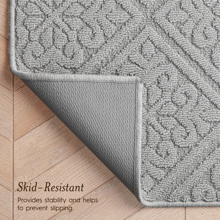 Light Grey Synthetic Tufted Rectangular Runner Rug