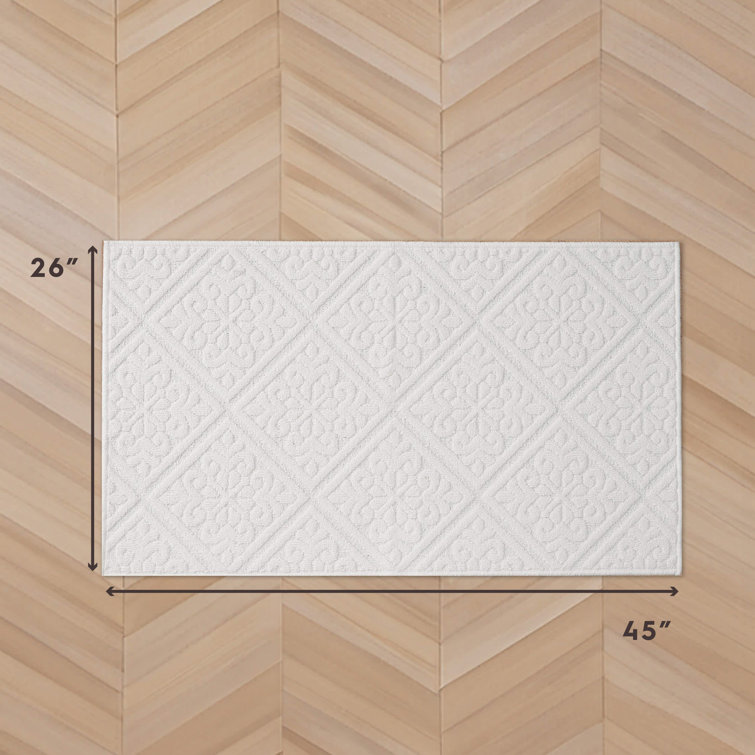 Ivory Synthetic Tufted Non-slip Washable Rectangular Rug 26" x 45"