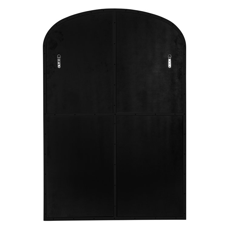 Black Metal Arch Floor Mirror with Mirrored Glass