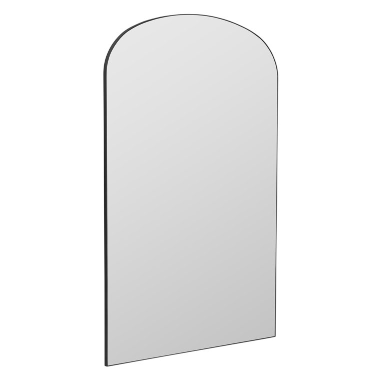Black Metal Arch Floor Mirror with Mirrored Glass