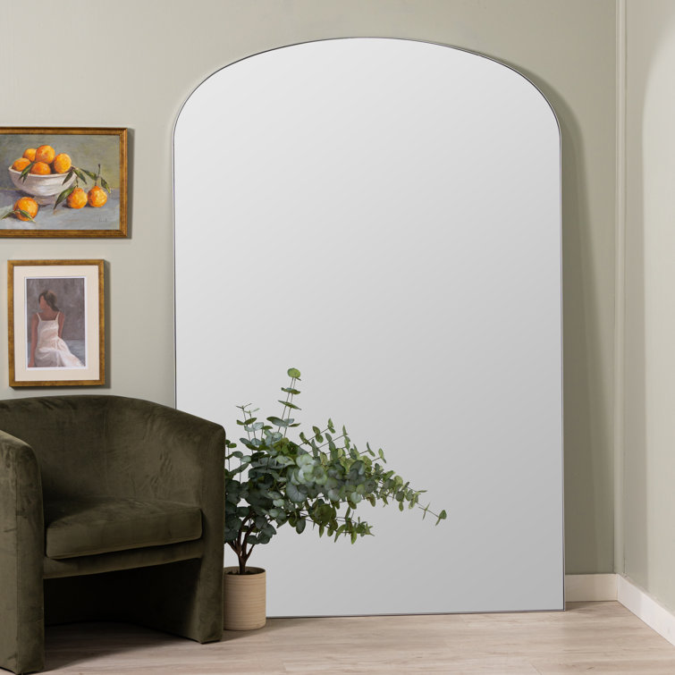 Gold Metal Arch Freestanding Floor Mirror, 74''