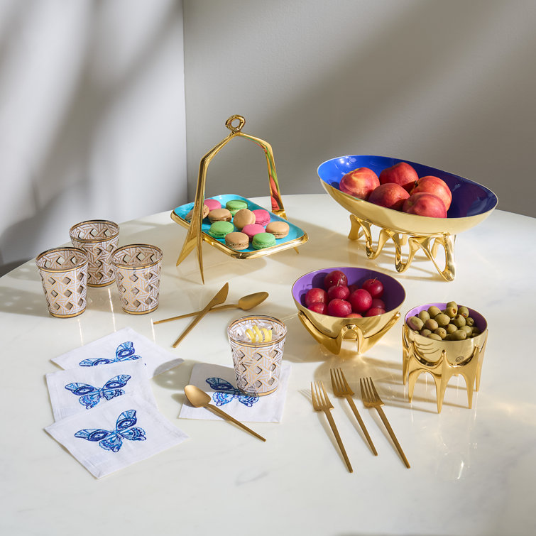 Oscar Midcentury Gold and Turquoise Brass Bon Bon Tray