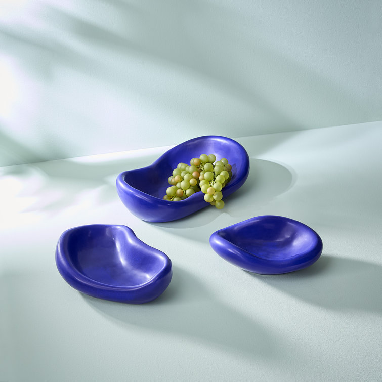 Small Cobalt Blue Satin Matte Stoneware Decorative Bowl