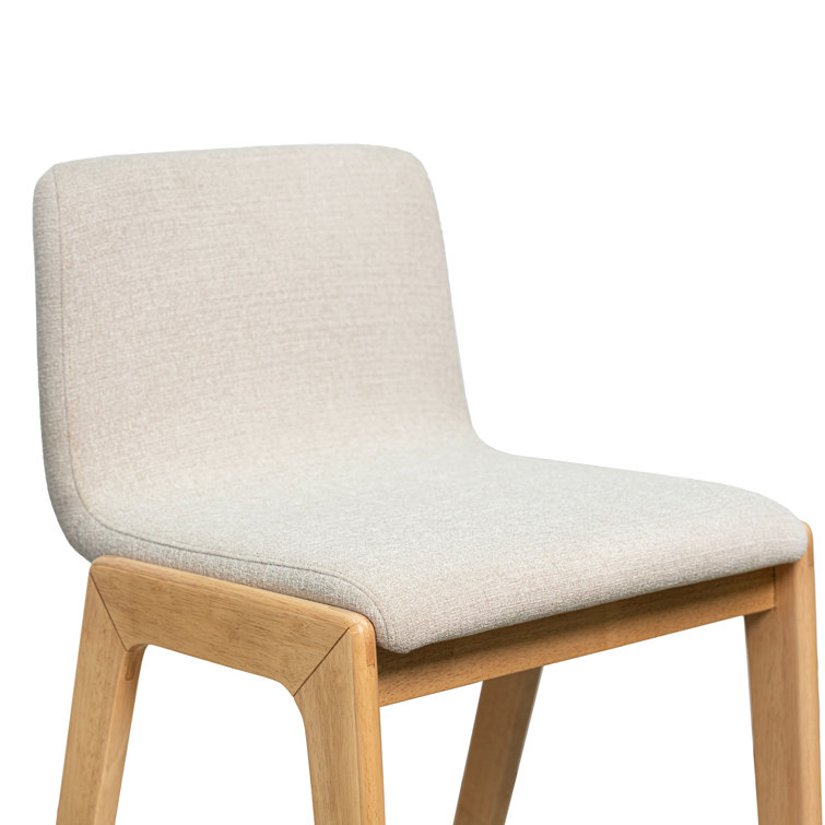 Oatmeal Upholstered Solid Wood Counter Stool with Footrest