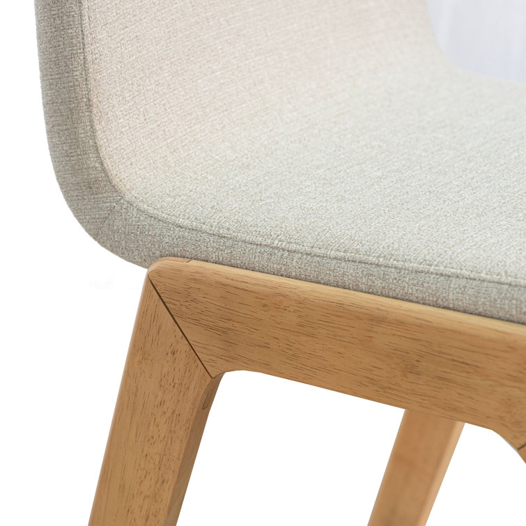 Oatmeal Upholstered Solid Wood Counter Stool with Footrest