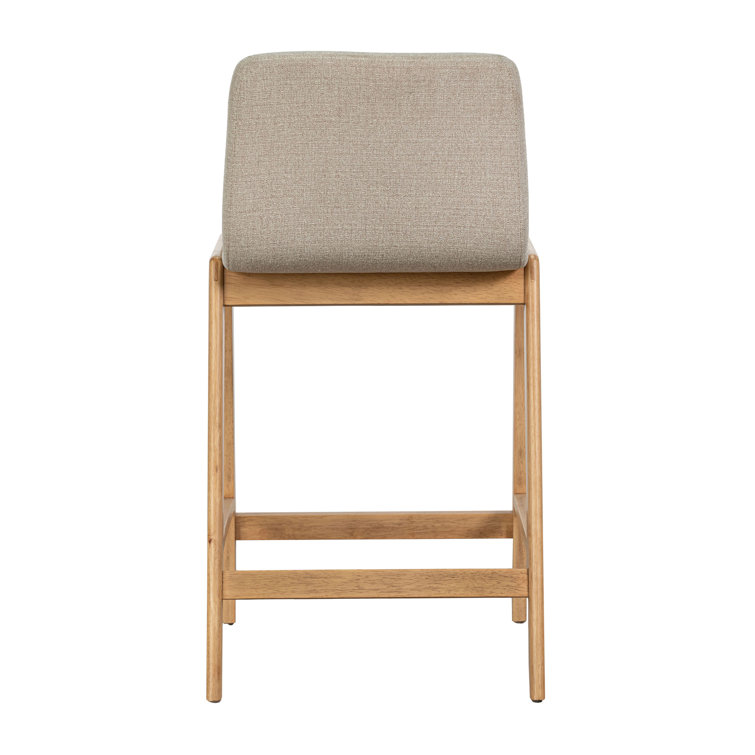 Oatmeal Upholstered Solid Wood Counter Stool with Footrest