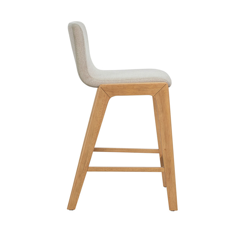 Oatmeal Upholstered Solid Wood Counter Stool with Footrest