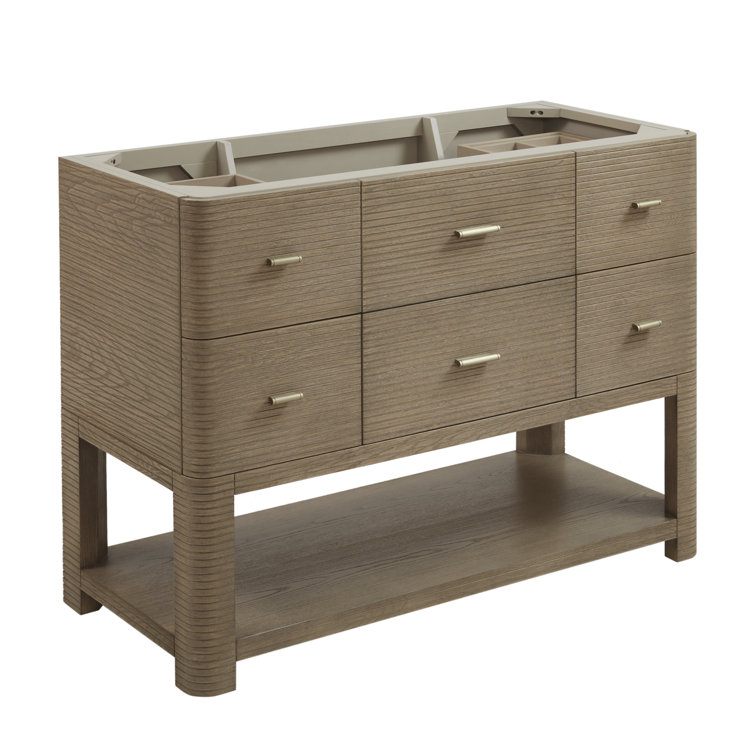 Lucian 48" Pebble Oak Single Vanity with Victorian Silver Quartz Top