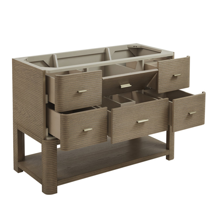 Lucian 48" Pebble Oak Single Vanity with Victorian Silver Quartz Top