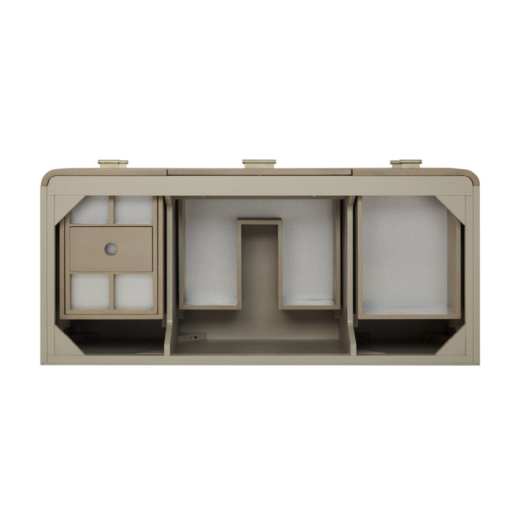 Lucian 48" Pebble Oak Single Vanity with Victorian Silver Quartz Top