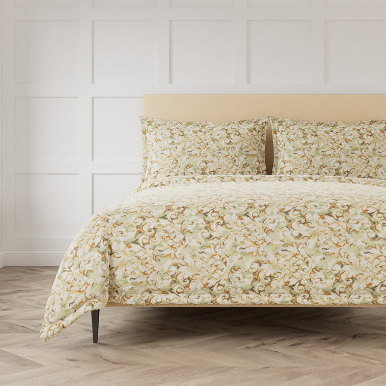Acanthus Sage Queen Microfiber Duvet Cover Set