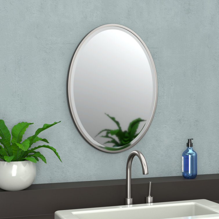 Elegant Oval Beveled Glass Dresser Mirror with Classic Brass Frame
