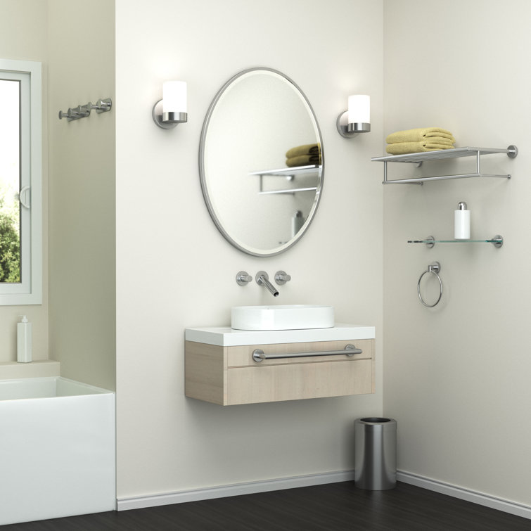 Elegant Satin Nickel Full-Length 33"x25" Rectangular Vanity Mirror
