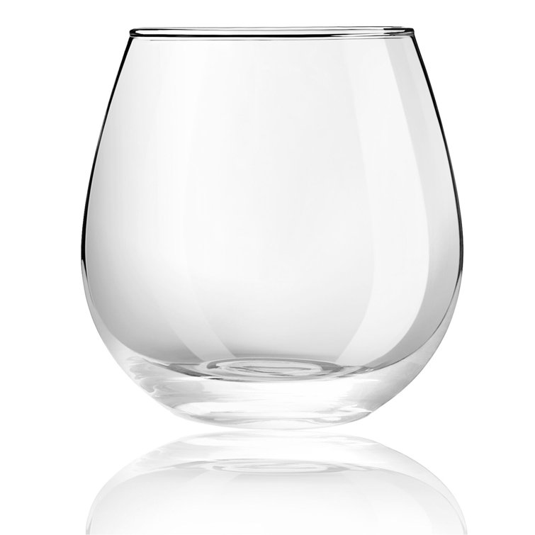JoyJolt 15oz Clear Stemless Wine Glasses Set of 4