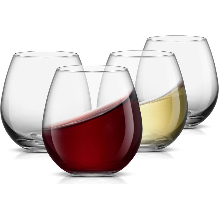 JoyJolt 15oz Clear Stemless Wine Glasses Set of 4