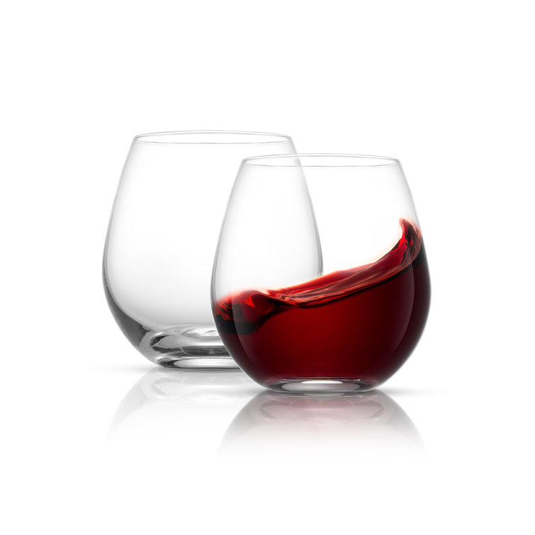 JoyJolt 15oz Clear Stemless Wine Glasses Set of 4