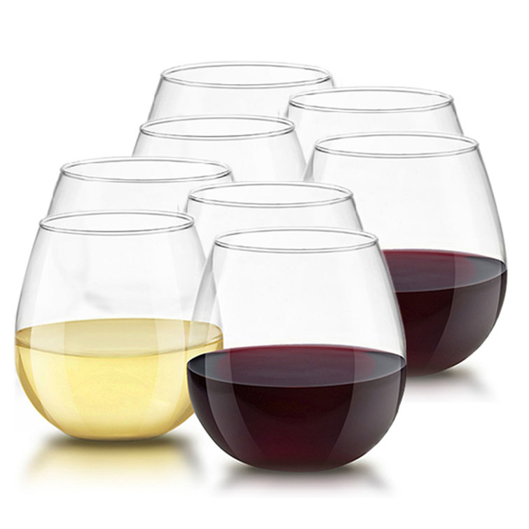 JoyJolt 15oz Clear Stemless Wine Glasses Set of 4