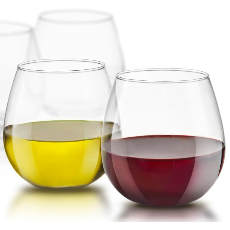 JoyJolt 15oz Clear Stemless Wine Glasses Set of 4
