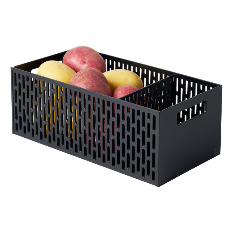 Black Stackable Plastic Vegetable Storage Baskets with Handles