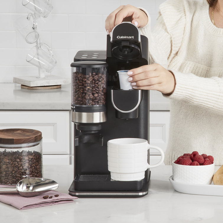 Sleek Black Single-Serve Grind & Brew Coffeemaker with Conical Burr Grinder