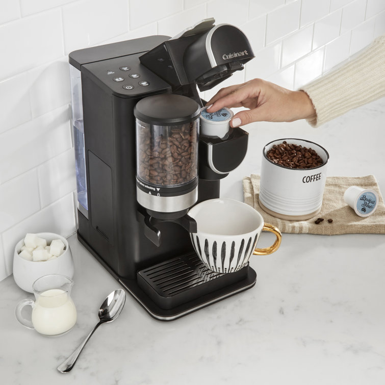 Sleek Black Single-Serve Grind & Brew Coffeemaker with Conical Burr Grinder