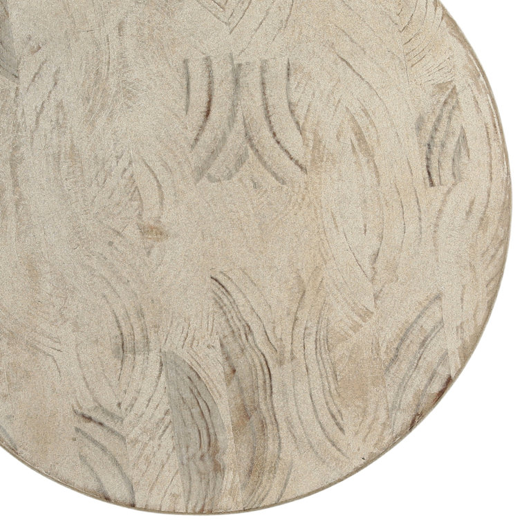 White Wash Pine Round Pedestal End Table