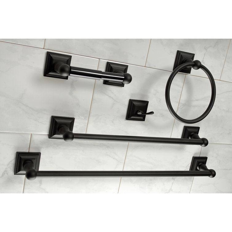 Matte Black Metal 5-Piece Bathroom Hardware Set