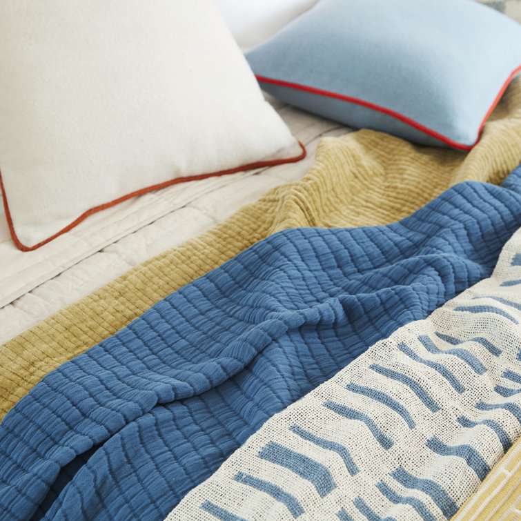 Aegean Blue Twin Cotton Matelassé Coverlet