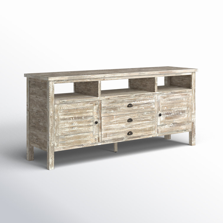 Washed Gray Acacia Wood 70" TV Stand with Mount