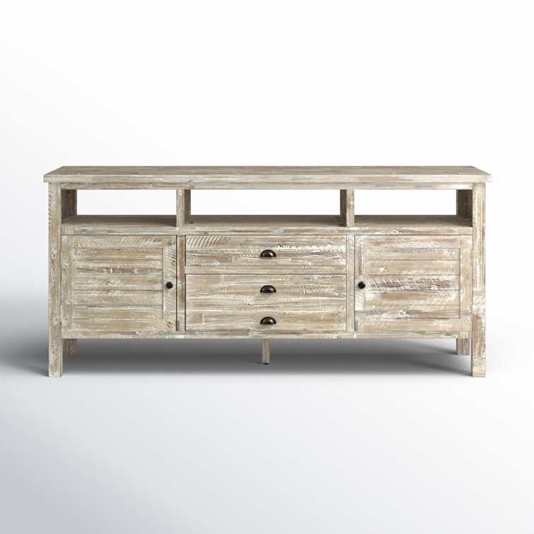 Washed Gray Acacia Wood 70" TV Stand with Mount