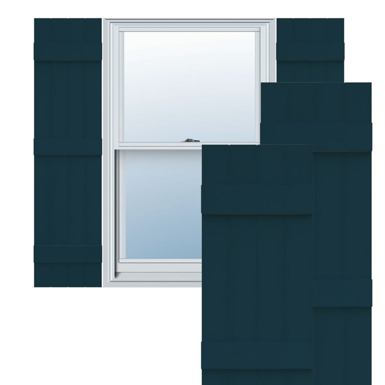 Midnight Blue 55" Board-n-Batten Vinyl Shutters with Installation Kit