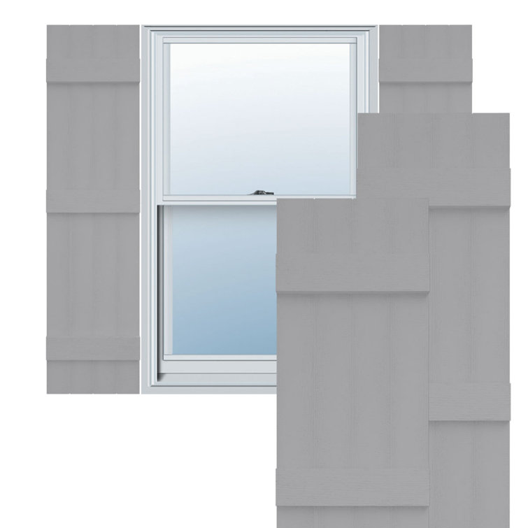 Gray Vinyl 71" Board-n-Batten Exterior Shutters with Installation Kit